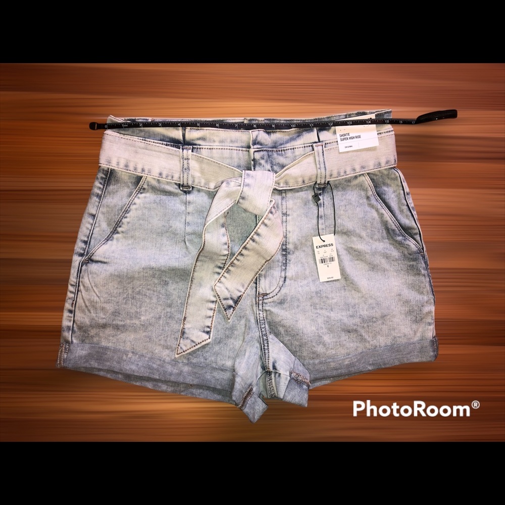 Express 'Shortie Super High Rise' Denim Shorts